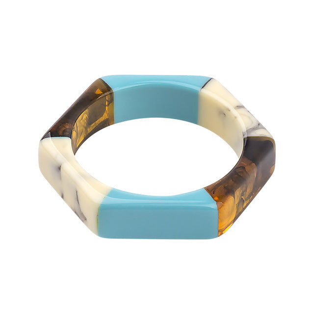 Tora Colorblock Resin Bracelet Bangle - 10 Colors