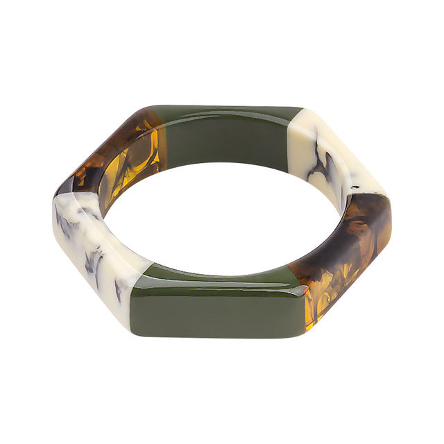 Tora Colorblock Resin Bracelet Bangle - 10 Colors