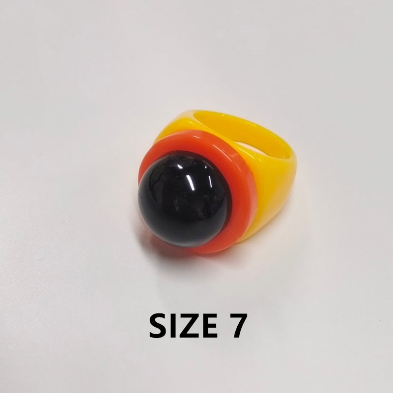 Torea Colorful Geometric Resin Rings - 6 Colors