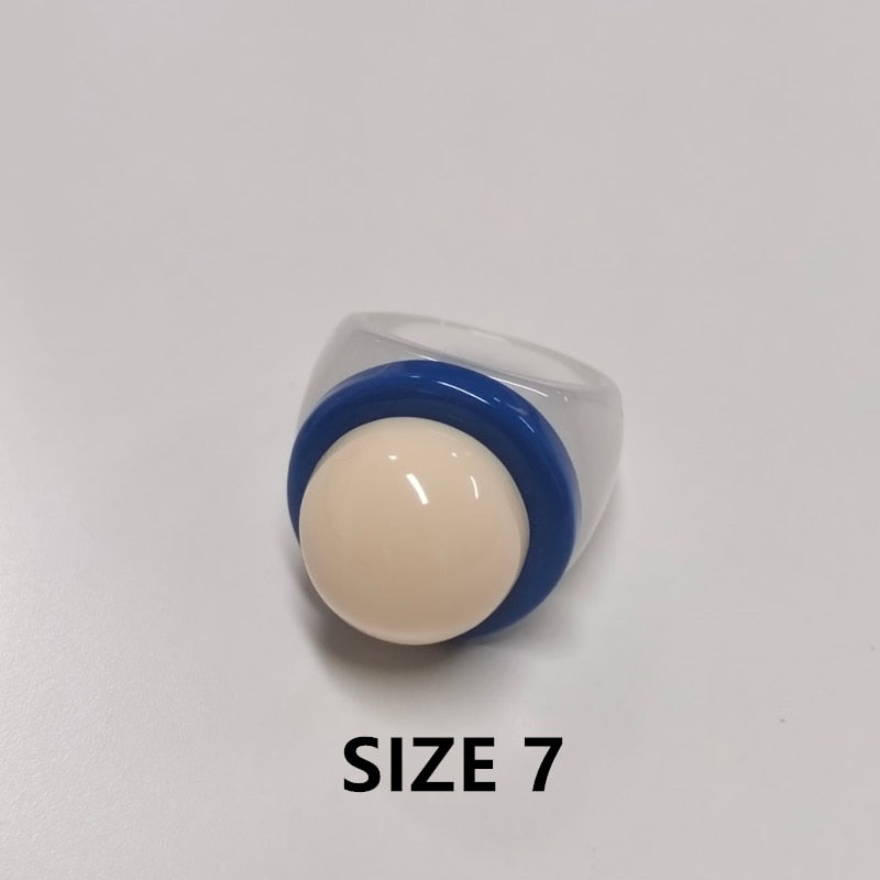 Torea Colorful Geometric Resin Rings - 6 Colors