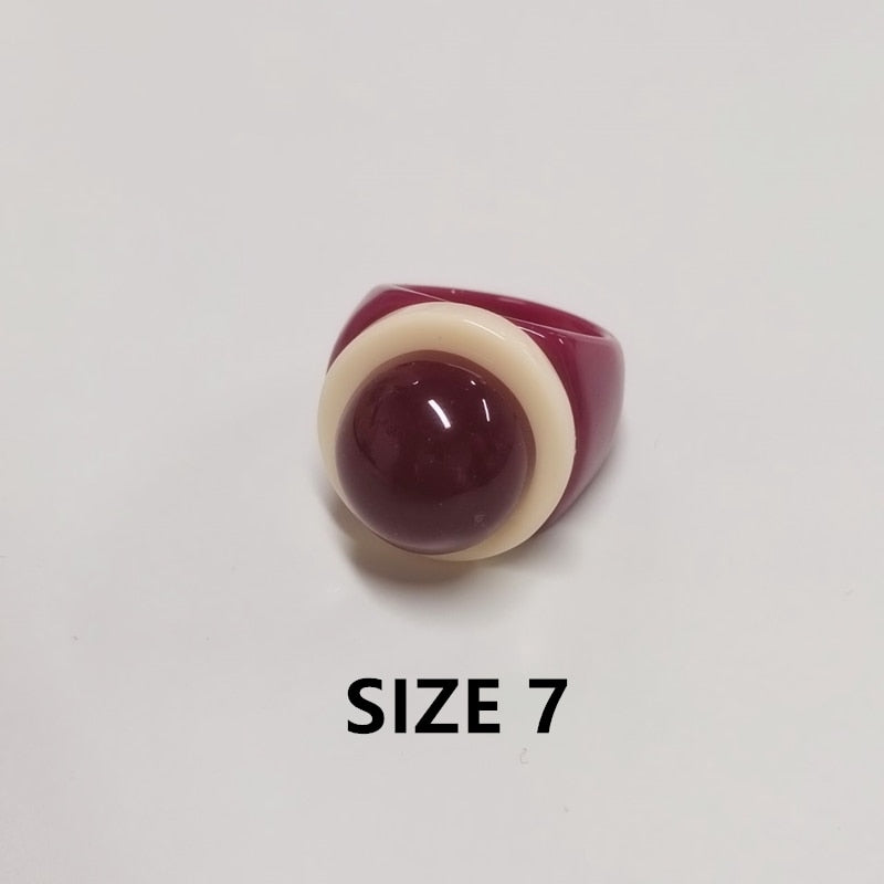 Torea Colorful Geometric Resin Rings - 6 Colors