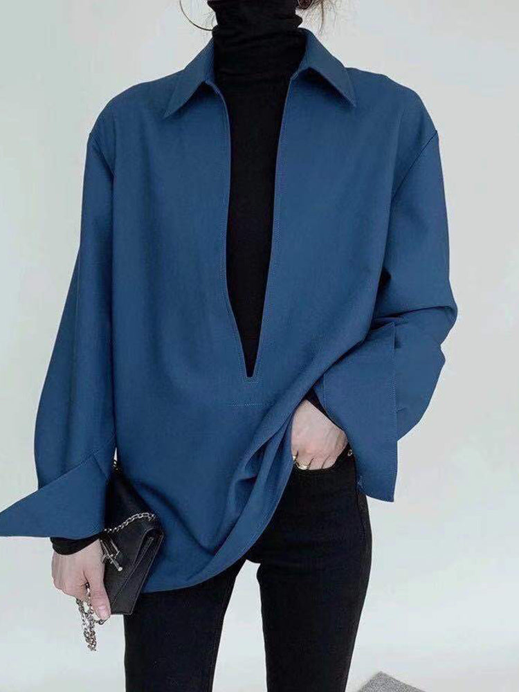 Tori Deep Front Cut Tunic Blouse - 3 Colors