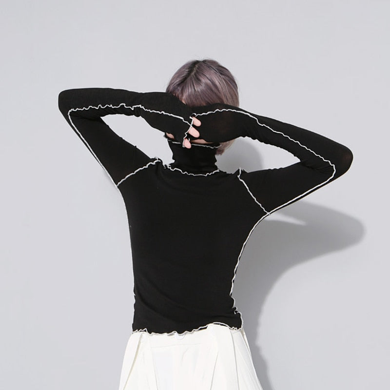 Tosi Color Contrast Tissue Turtleneck Top - 2 Colors