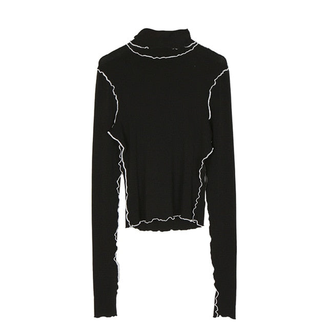 Tosi Color Contrast Tissue Turtleneck Top - 2 Colors