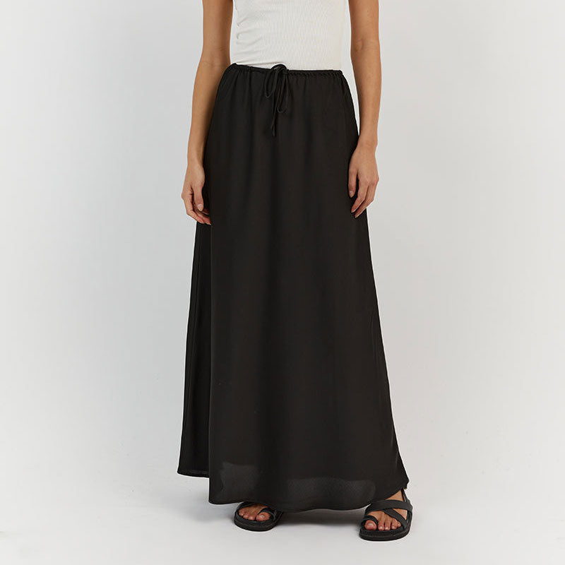 Tossa Draw String Waist Maxi Satin Skirts - 7 Colors