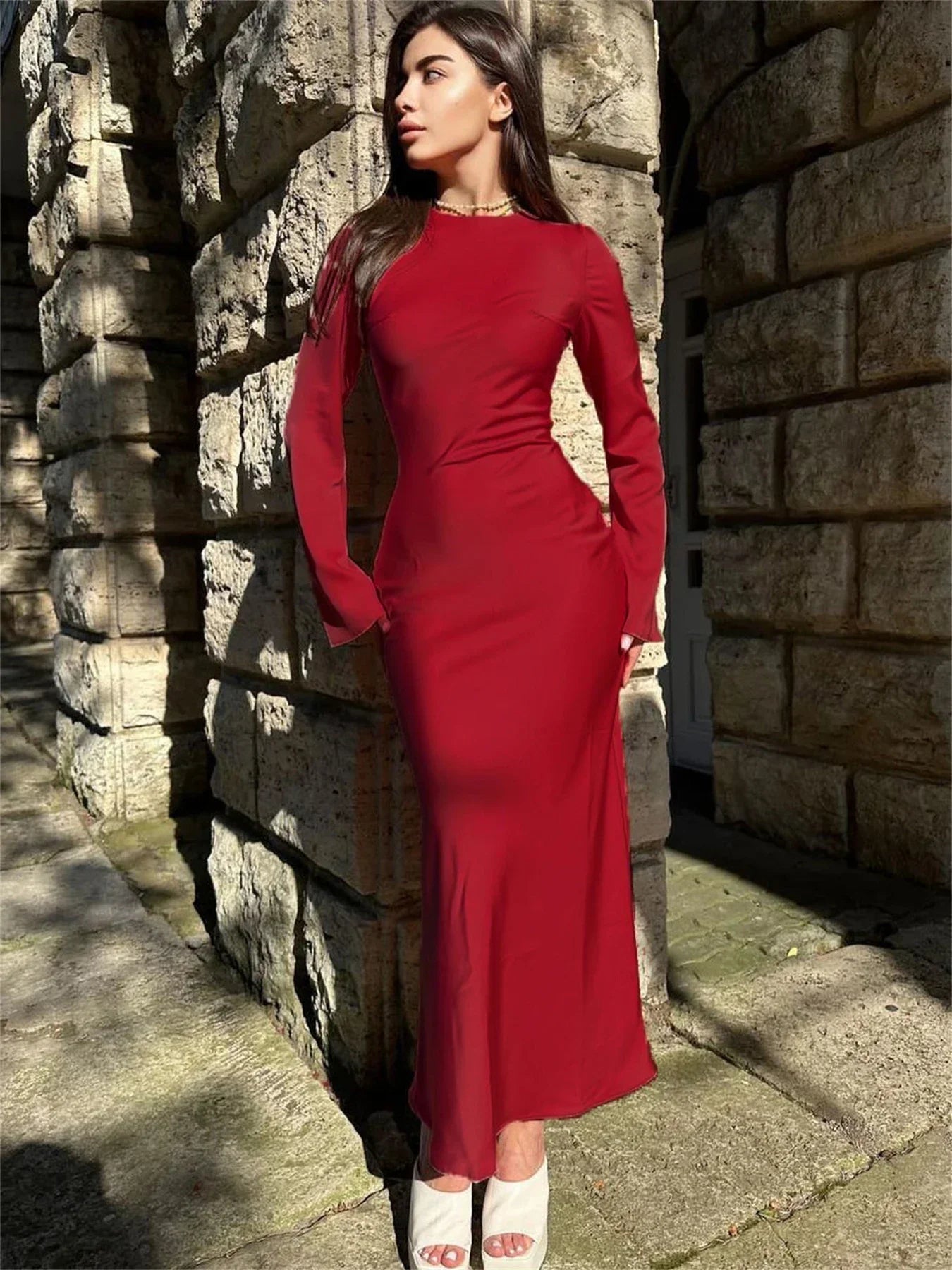 Casual Luxury Ladies Autumn Long Sleeve Party Maxi Dress