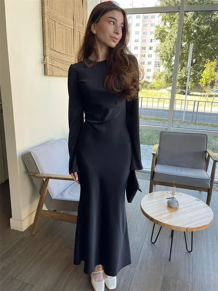 Casual Luxury Ladies Autumn Long Sleeve Party Maxi Dress