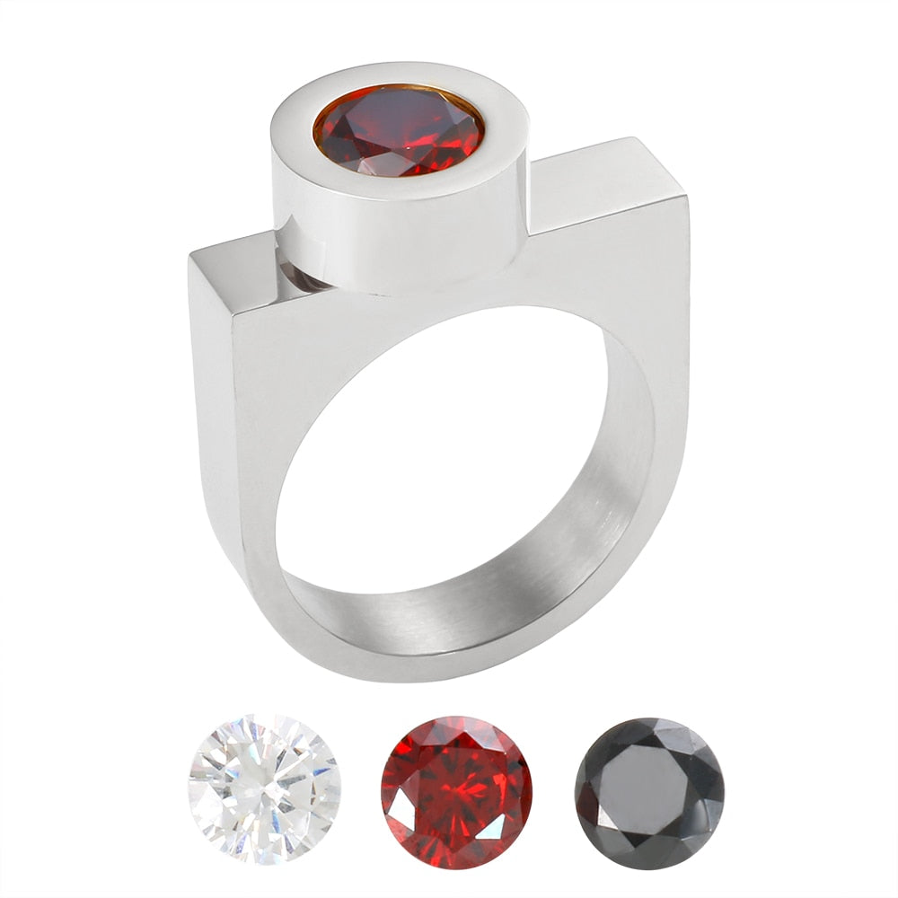 Tri-Color Cubic Zirconia DIY Stainless Steel Rings - 3 Colors