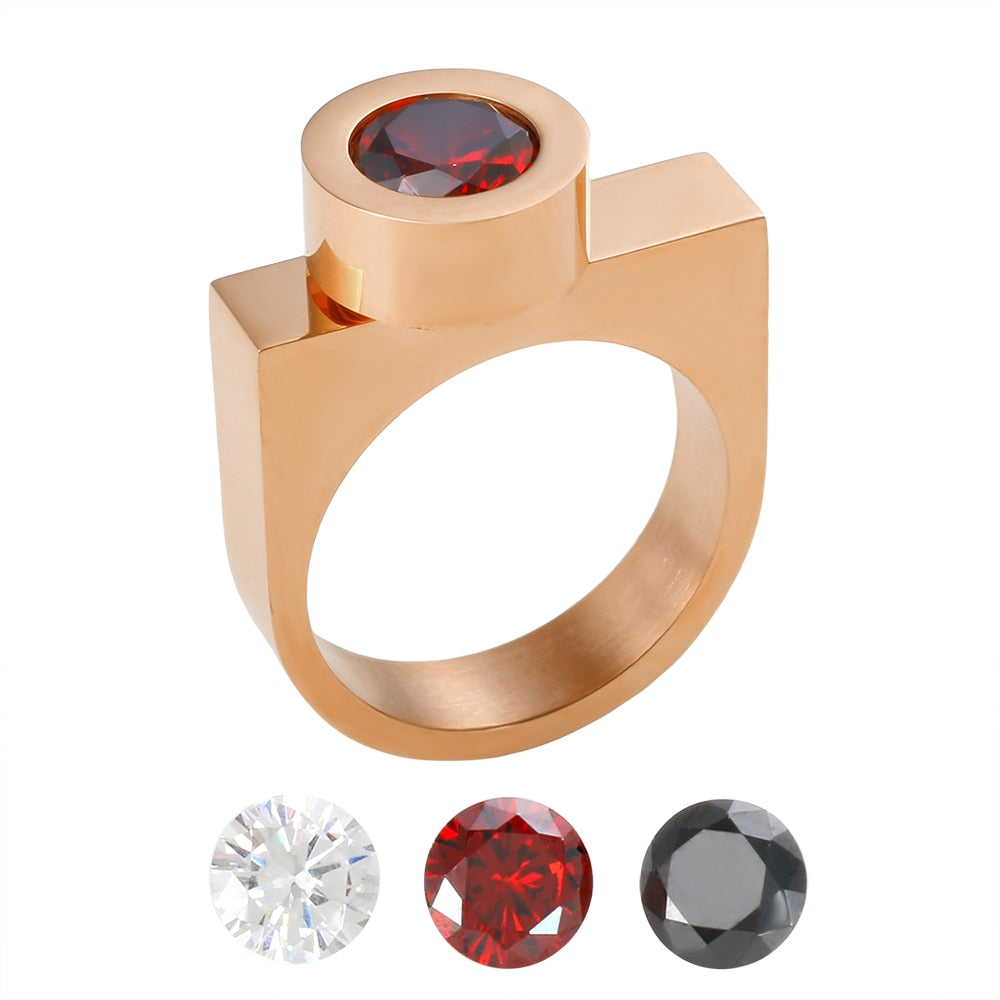 Tri-Color Cubic Zirconia DIY Stainless Steel Rings - 3 Colors