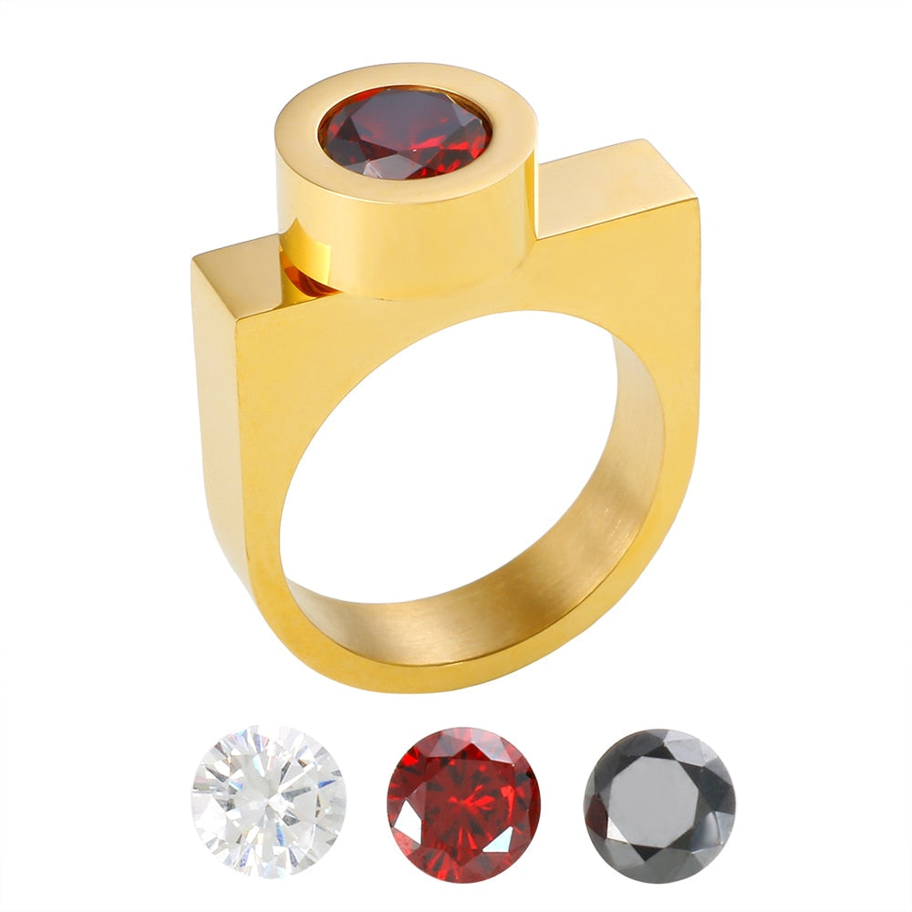 Tri-Color Cubic Zirconia DIY Stainless Steel Rings - 3 Colors