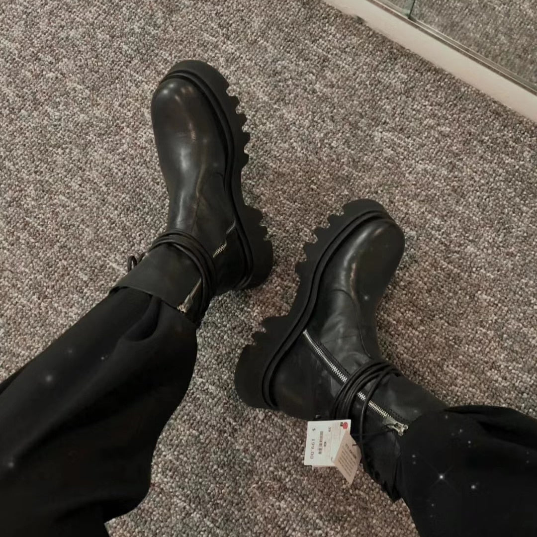 Tuva Back Lace-Up Military Boots