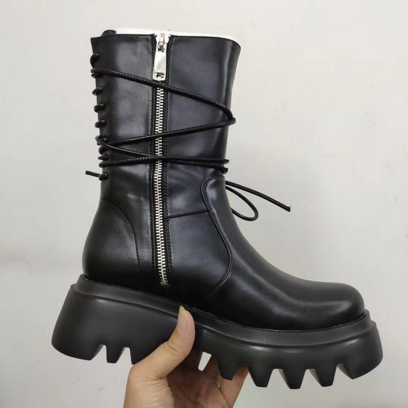 Tuva Back Lace-Up Military Boots