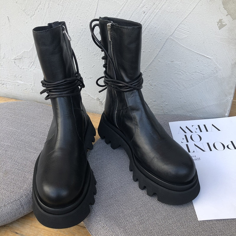 Tuva Back Lace-Up Military Boots