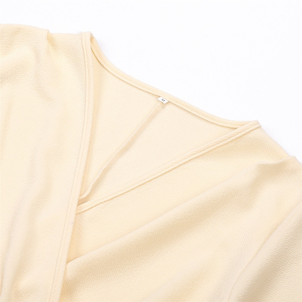 Long Sleeve Deep V-Neck Bandage Bodycon Evening Party Dress Plus Size S-XXL