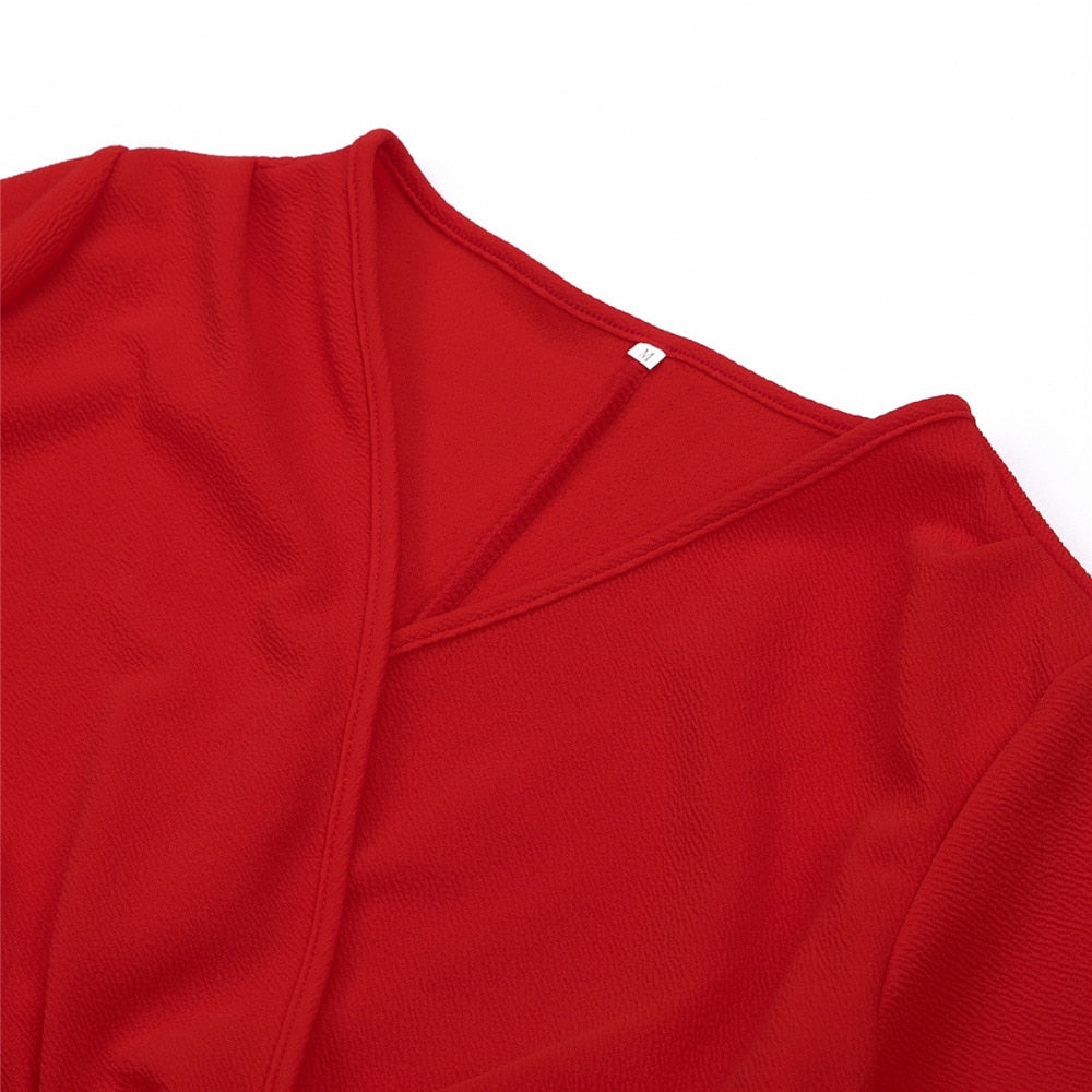 Long Sleeve Deep V-Neck Bandage Bodycon Evening Party Dress Plus Size S-XXL