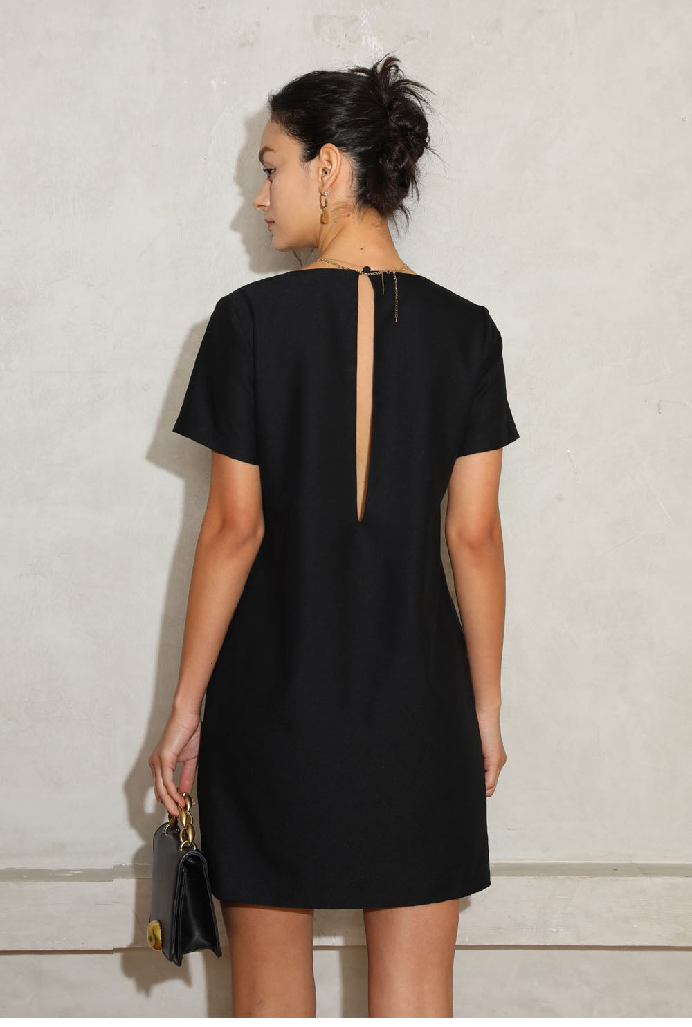 Vanessa V-Neck Solid Tunic Mini Dress - Khaki S/M