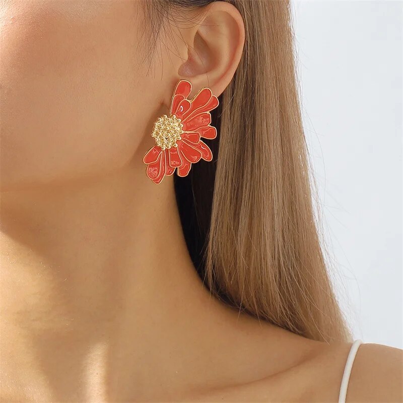Veera Enamel Flower Earrings