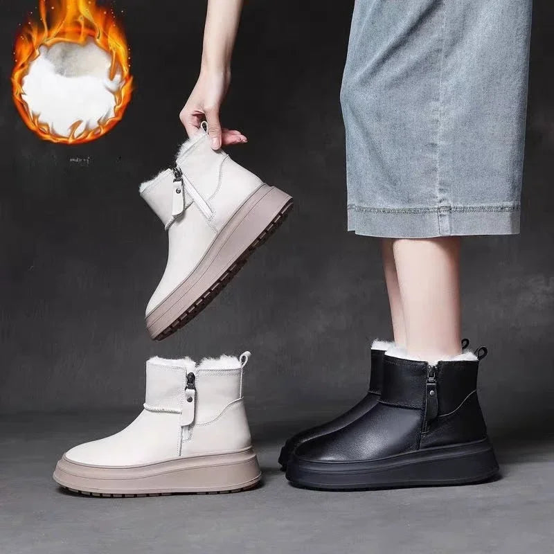 Velvet and Thickening Winter Women's Boots New Comfortable and Versatile Thick-soled Ladies Cotton Boots Botas De Mujer