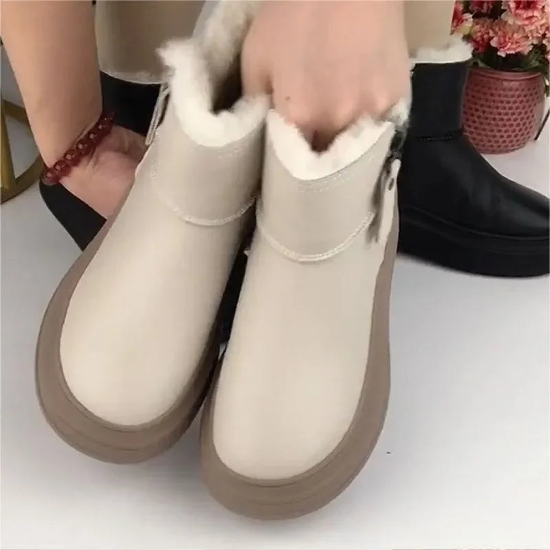 Velvet and Thickening Winter Women's Boots New Comfortable and Versatile Thick-soled Ladies Cotton Boots Botas De Mujer