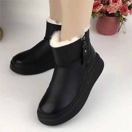 Velvet and Thickening Winter Women's Boots New Comfortable and Versatile Thick-soled Ladies Cotton Boots Botas De Mujer