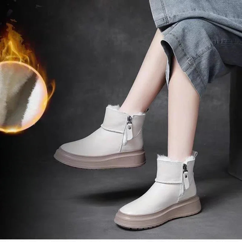 Velvet and Thickening Winter Women's Boots New Comfortable and Versatile Thick-soled Ladies Cotton Boots Botas De Mujer