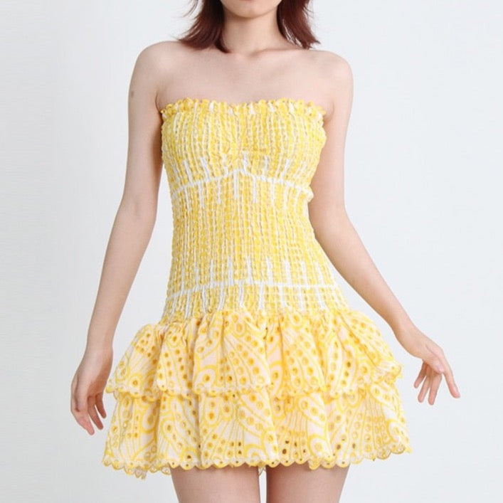 Vianca Strapless Eyelet Mini Dresses - 4 Colors