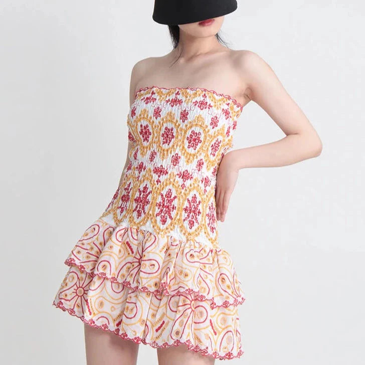 Vianca Strapless Eyelet Mini Dresses - 4 Colors