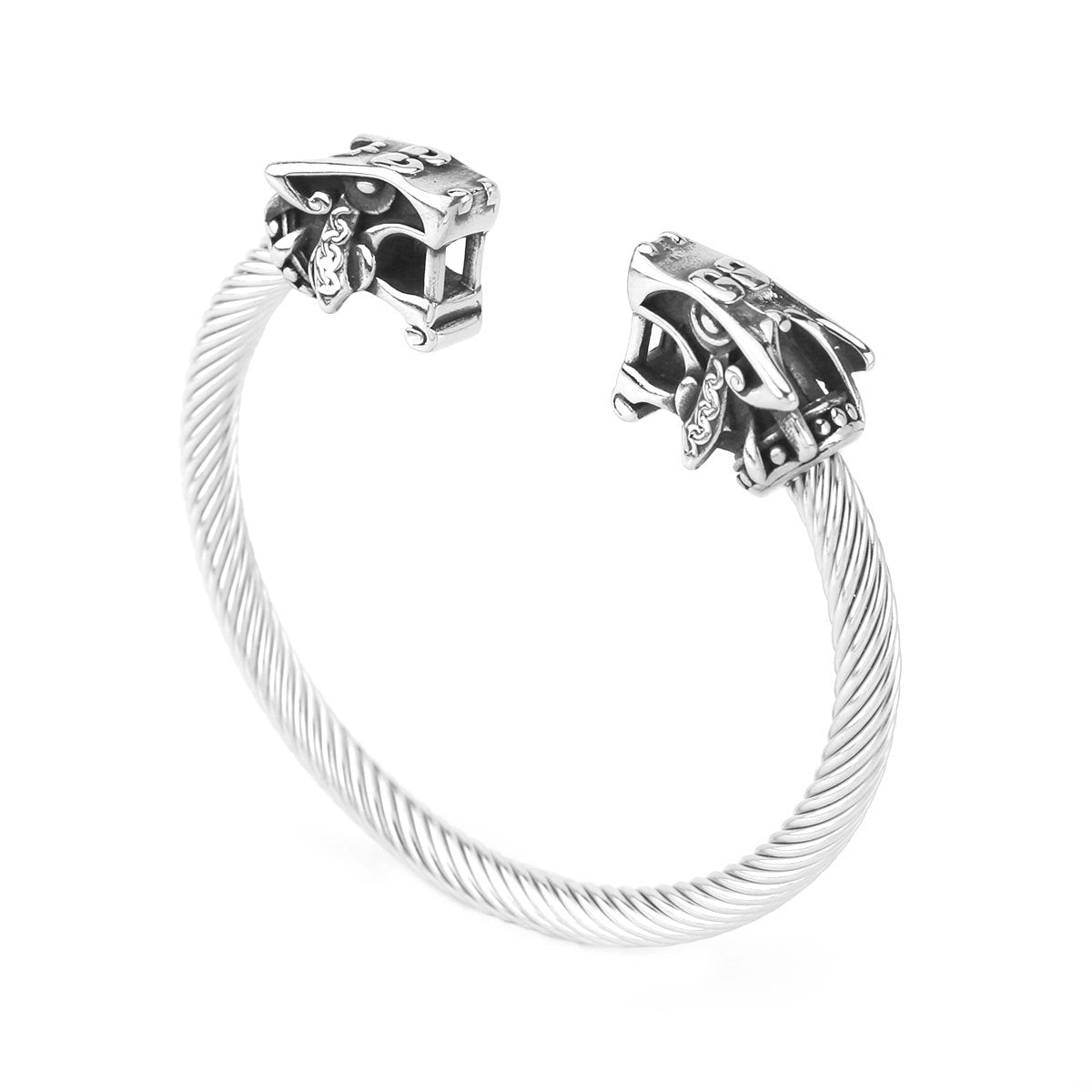 Viking Double Wolf Cuff Bracelet