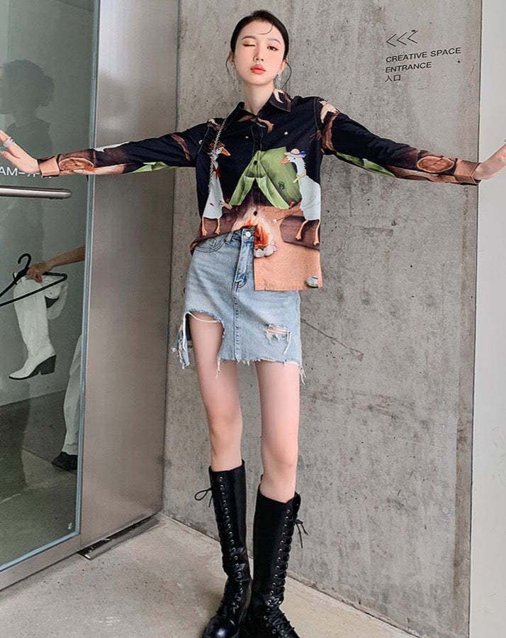 Viktorie Surrealism Art Prints Shirt Blouse