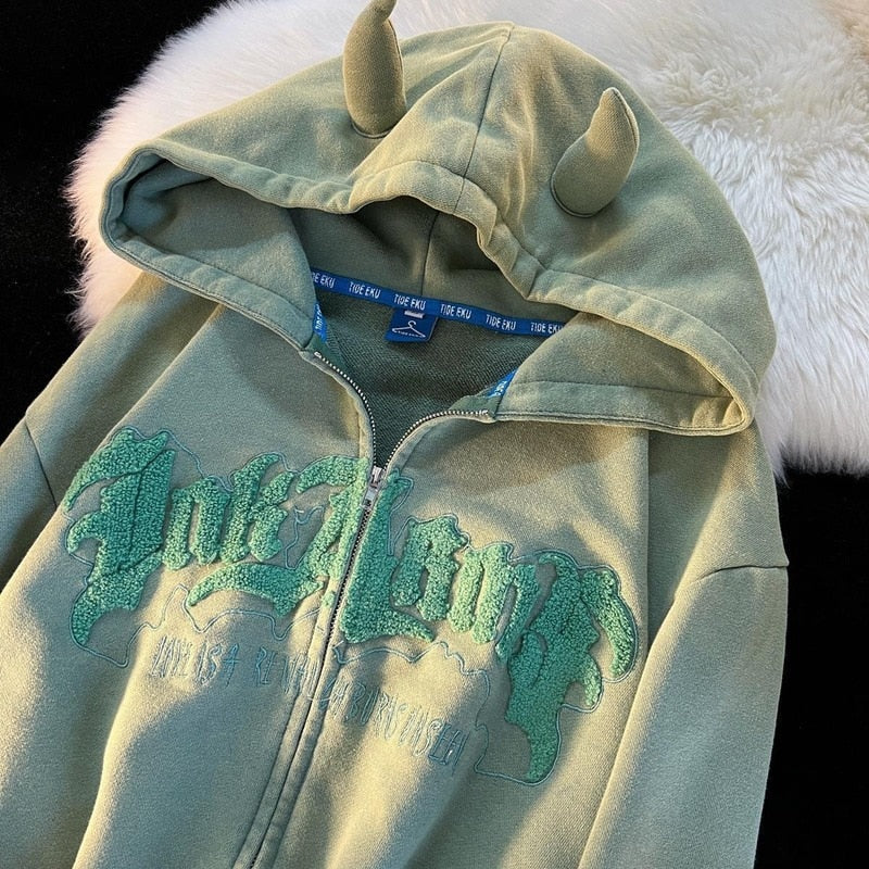 Vintage Angel Embroidery Ears Hoodie