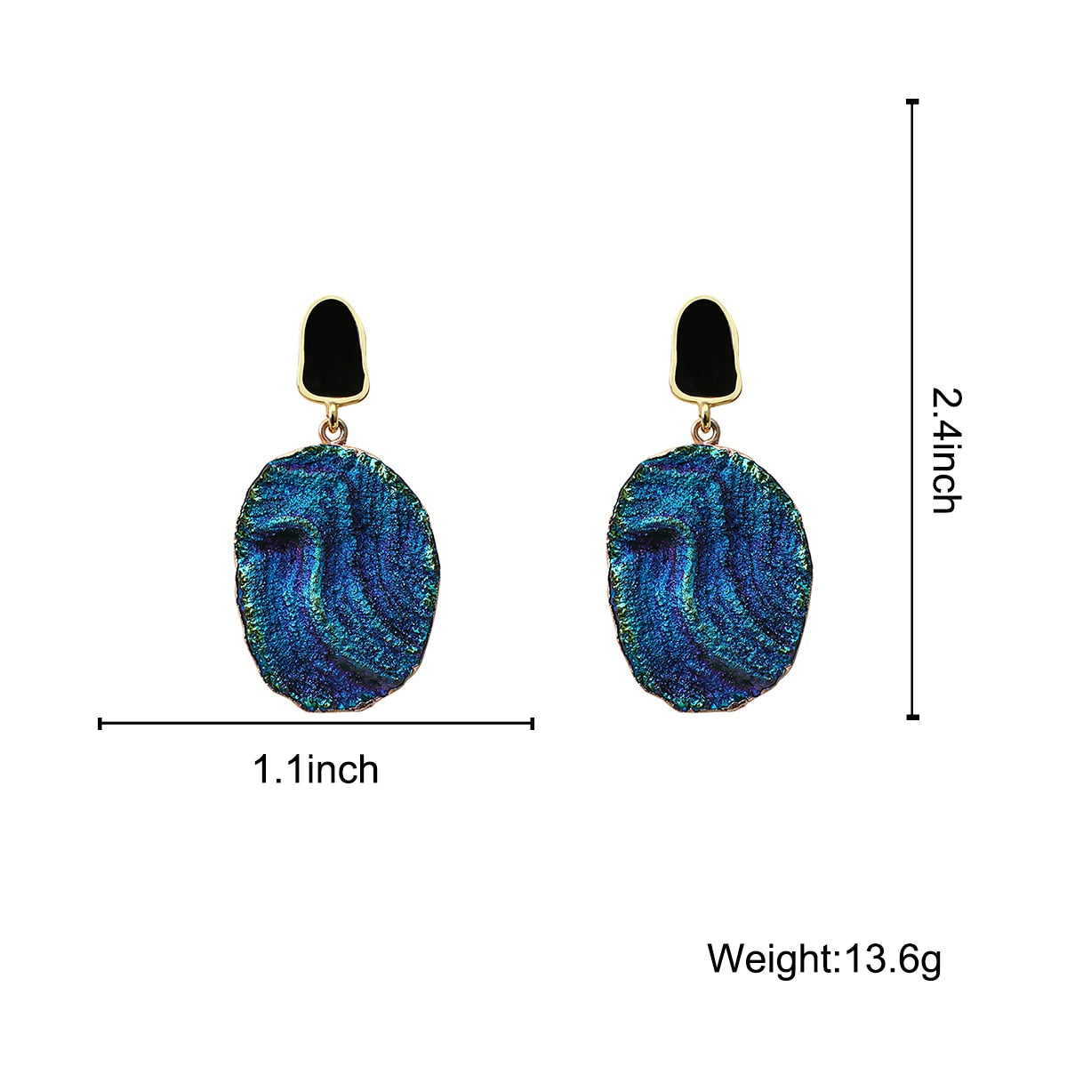 Vintage Blue Gemstone Resin Pendant Earrings - 2 Styles