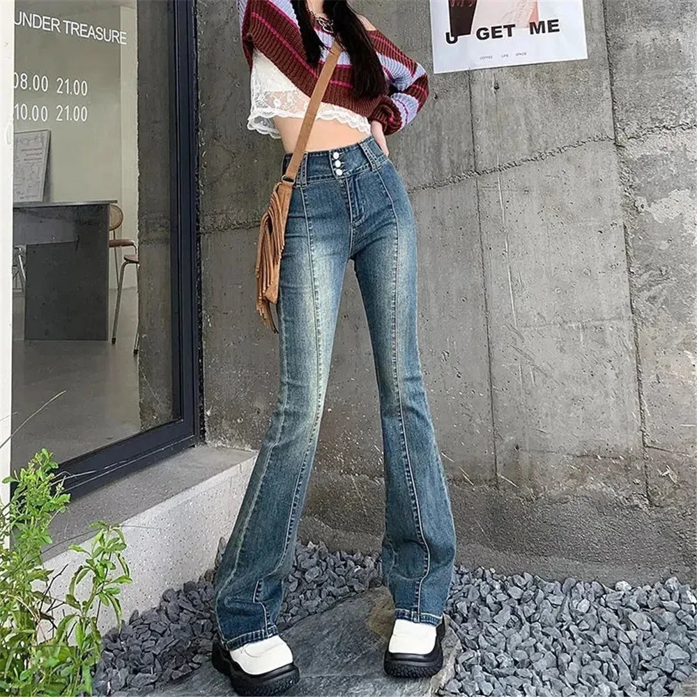 Streetwear Fashion Harajuku Casual Stretch Trousers Denim Pants