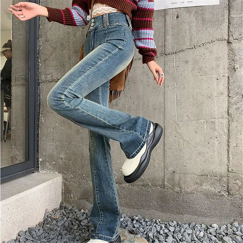 Streetwear Fashion Harajuku Casual Stretch Trousers Denim Pants