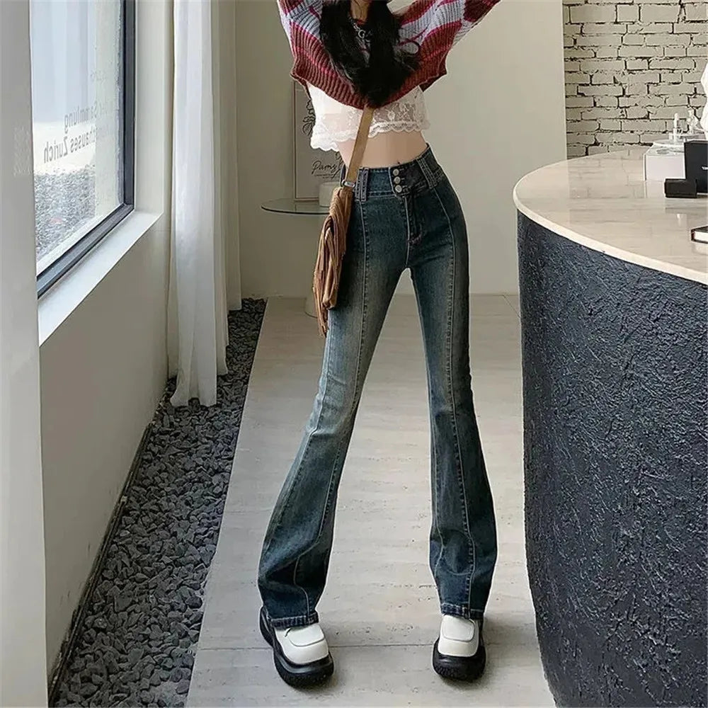 Streetwear Fashion Harajuku Casual Stretch Trousers Denim Pants