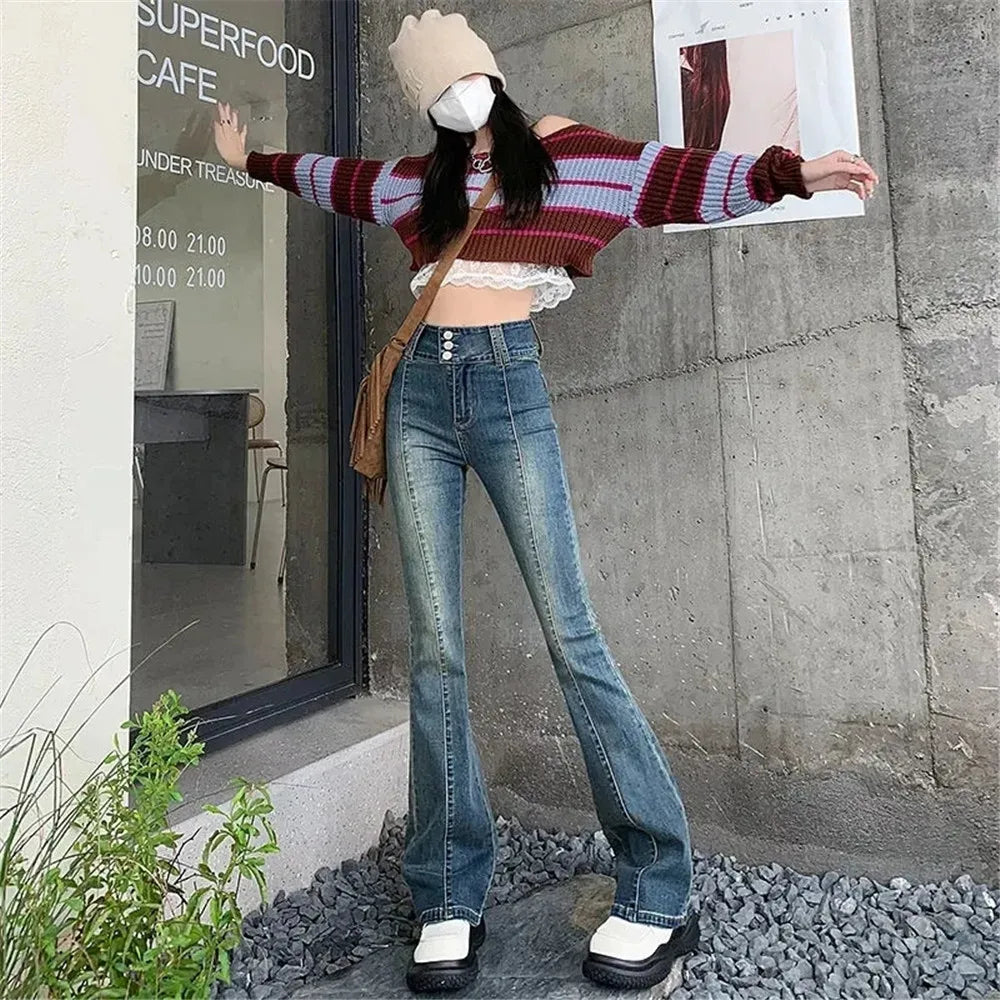 Streetwear Fashion Harajuku Casual Stretch Trousers Denim Pants