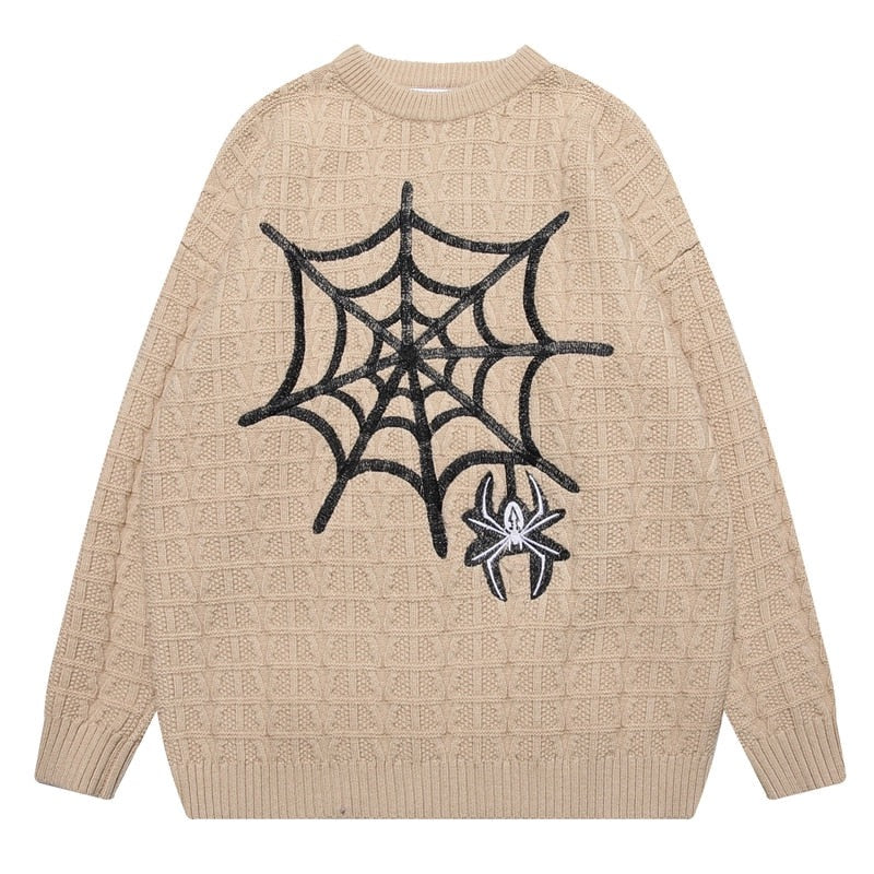 Vintage Spider Web Embroidery Oversized Sweaters