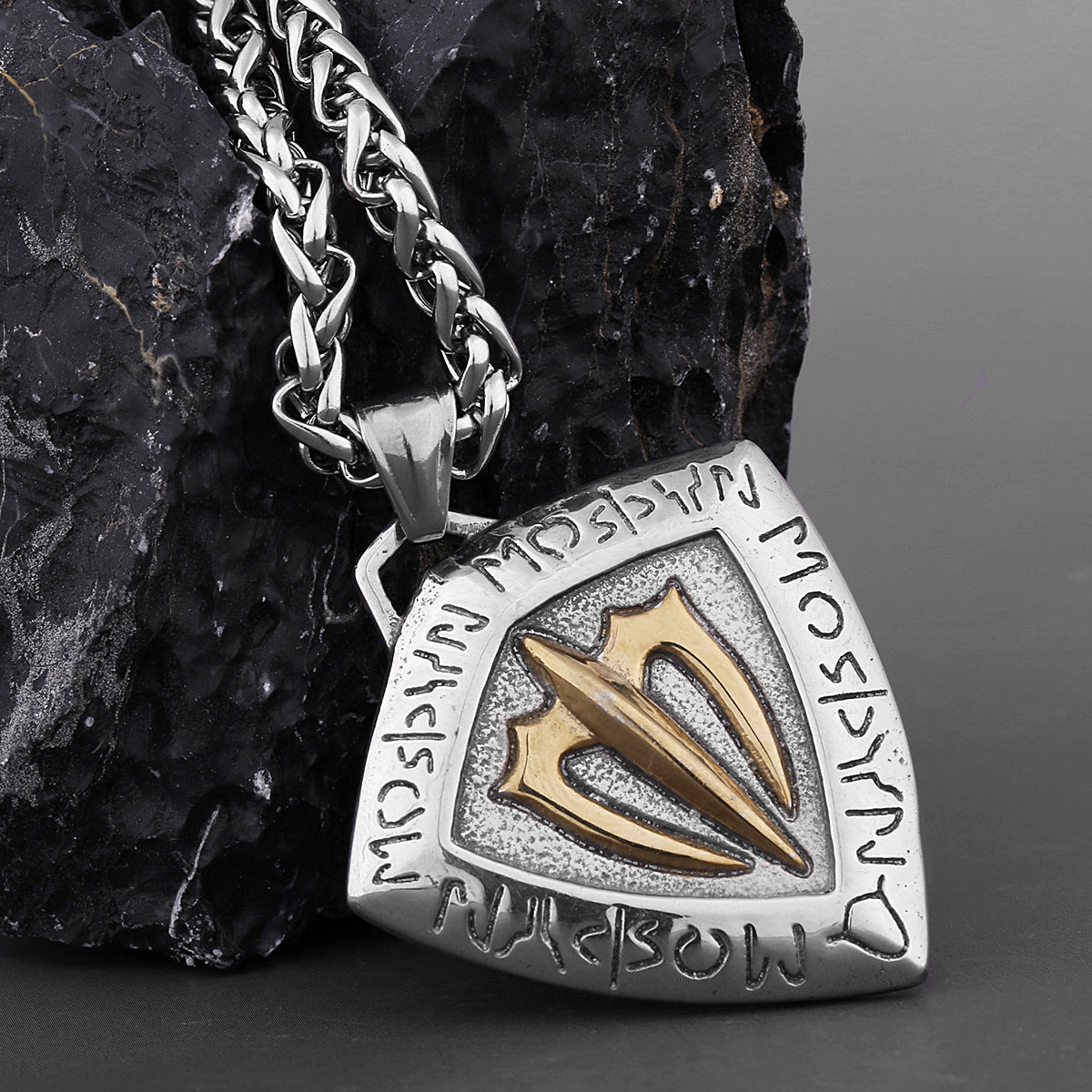 Vintage Trident Shield Necklace