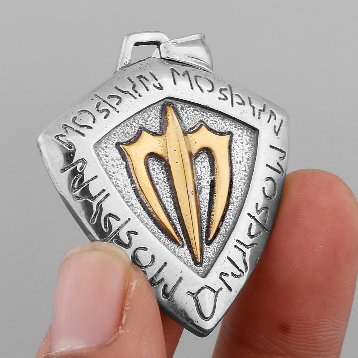 Vintage Trident Shield Necklace