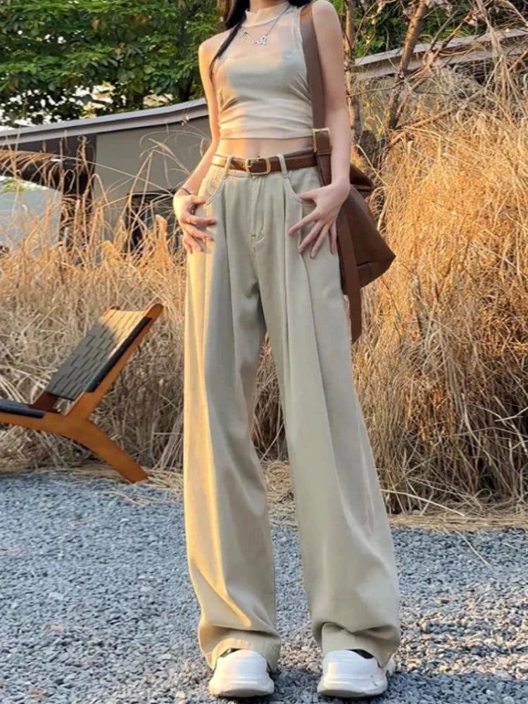 Korean Casual Streetwear Straight Pants for Autumn Winter