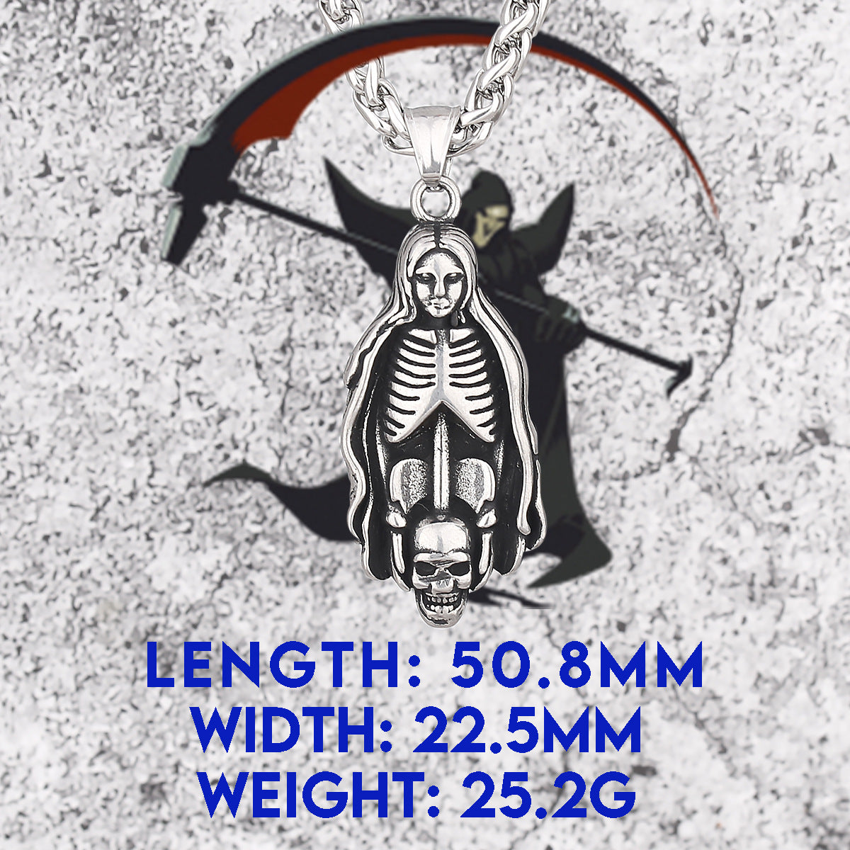 Virgin Mary Skeleton Necklace