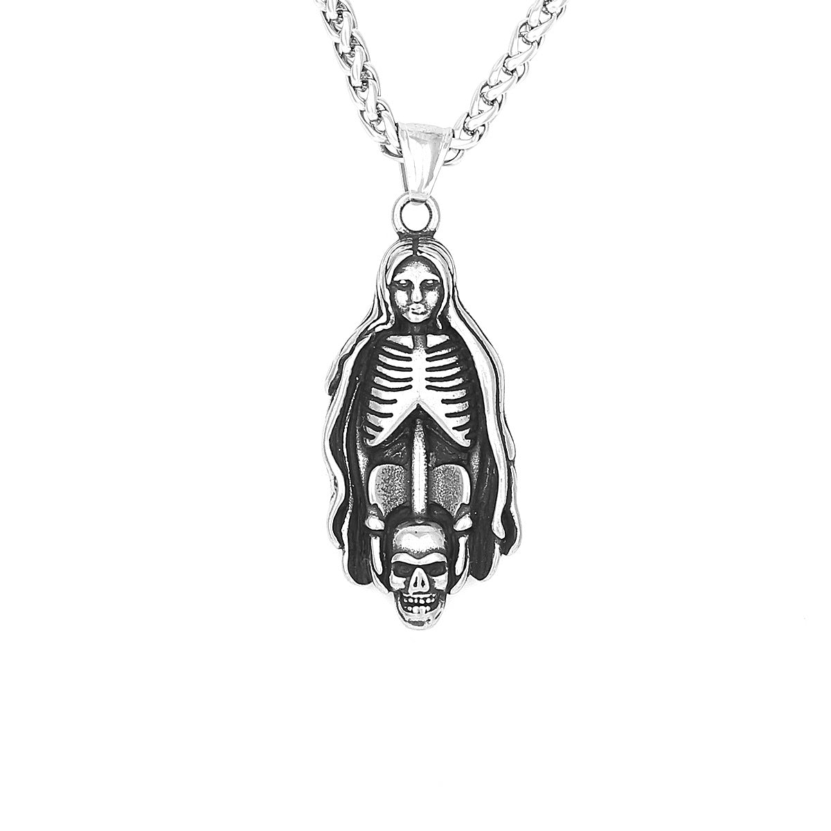 Virgin Mary Skeleton Necklace