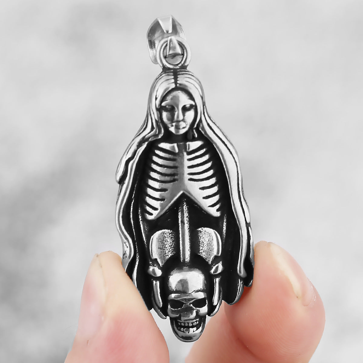 Virgin Mary Skeleton Necklace