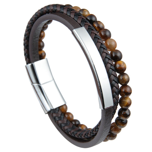 Volcano Stone Beads Leather Bracelet