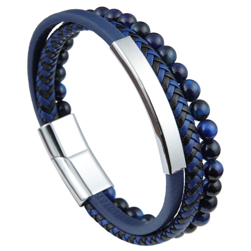 Volcano Stone Beads Leather Bracelet