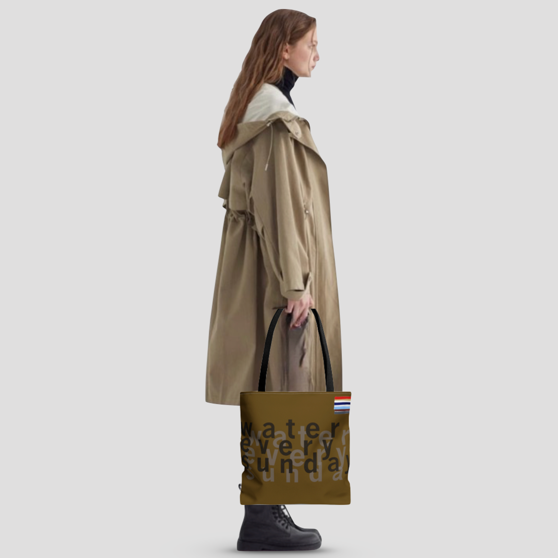 WATEREVERYSUNDAY Basic Logo Everyday Tote - Brownie