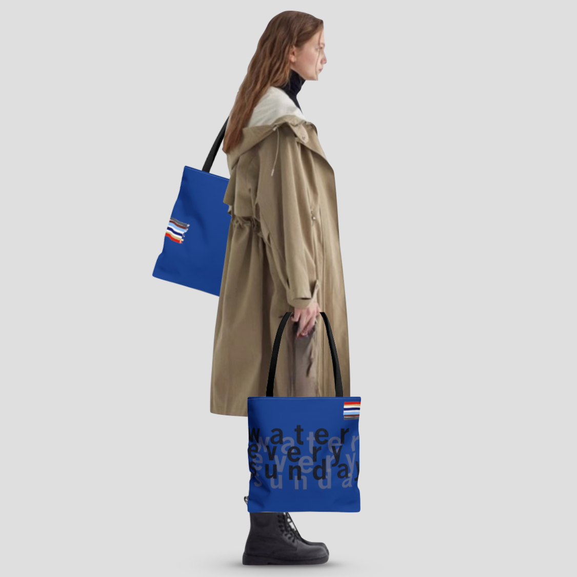 WATEREVERYSUNDAY Basic Logo Everyday Tote - Cobalt Blue
