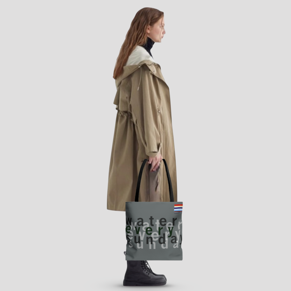 WATEREVERYSUNDAY Basic Logo Everyday Tote - Preppy Grey