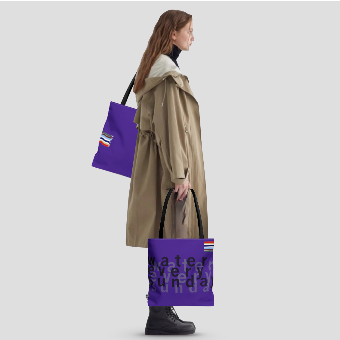 WATEREVERYSUNDAY Basic Logo Everyday Tote - Violet Pansy