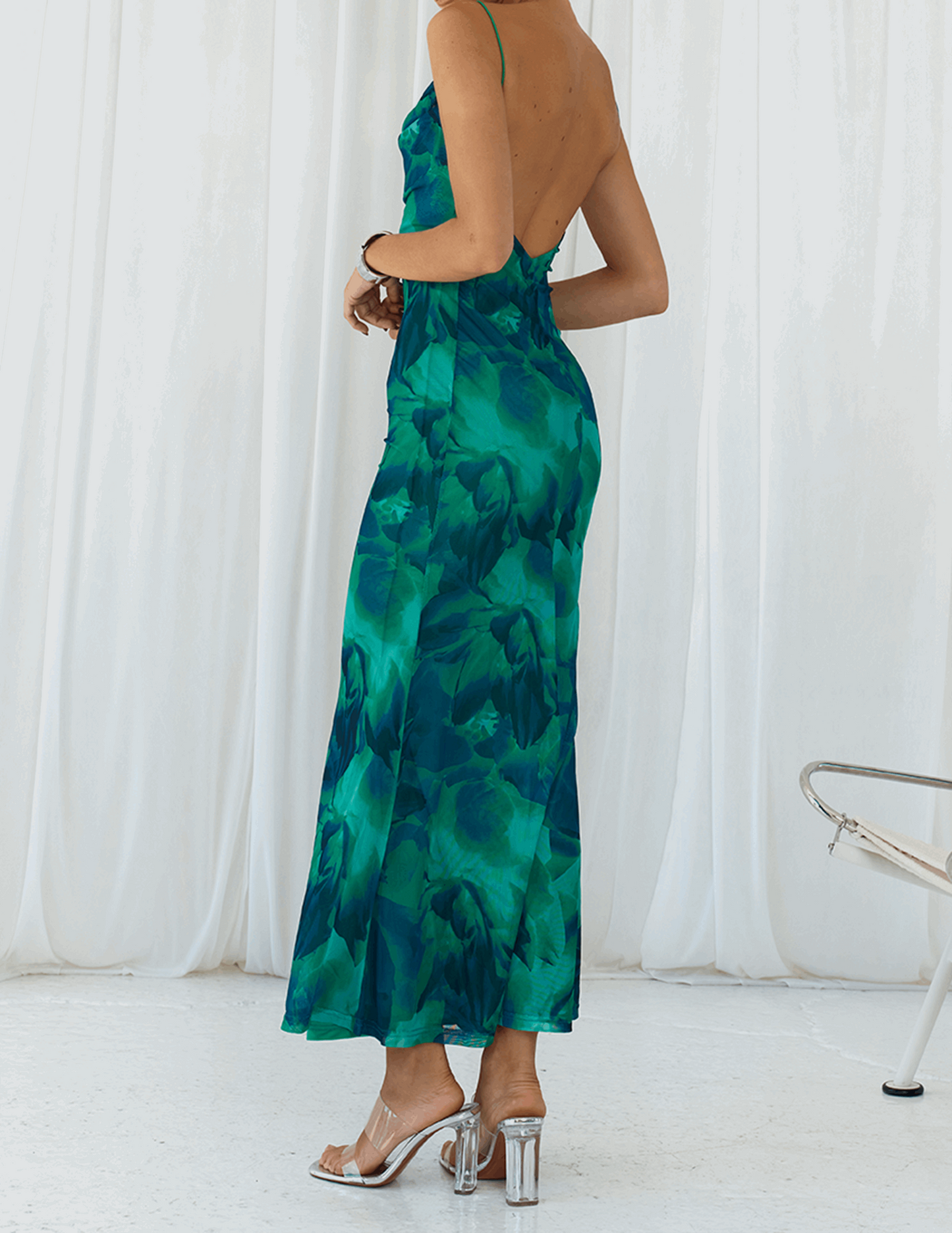 Calista Green Bloom Slip Maxi Dress