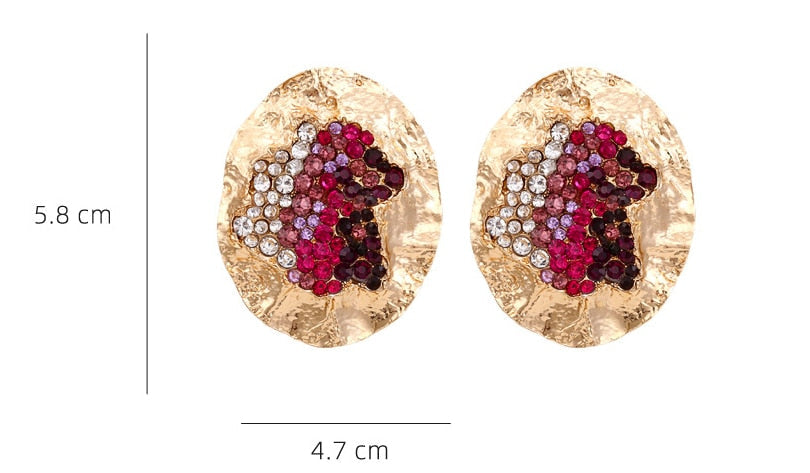 Water Crystal & Crinkle Gold Earrings - 2 Colors